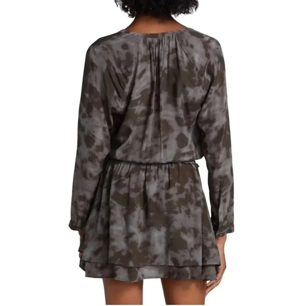 Rails Womens Long Sleeve Slate Tie Dye Jasmine Mini Dress Gray‎ Small NWOT